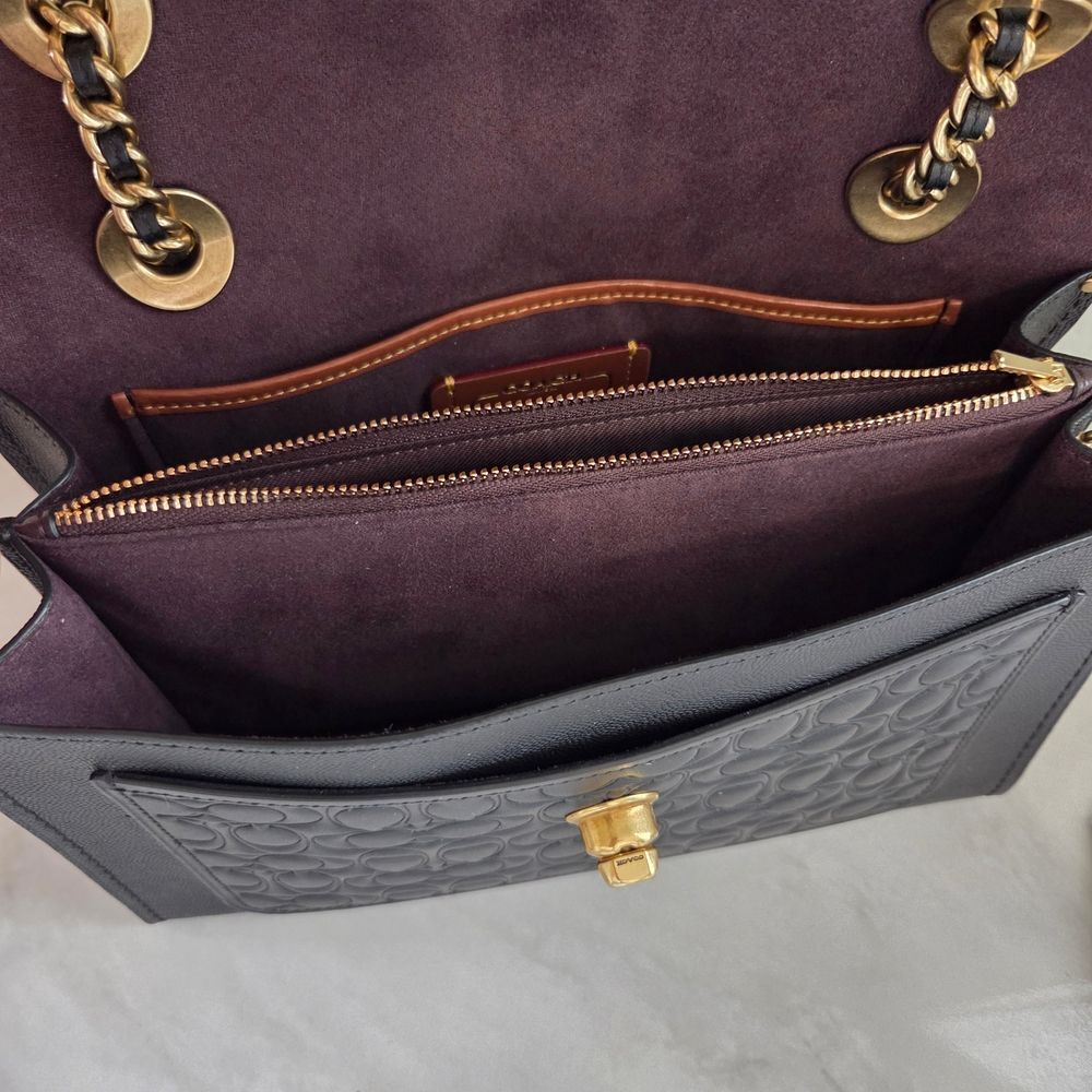 Coach Parker In Signature Leather With Rivets Shoulder Bag Crossbody - Picture 8 of 9